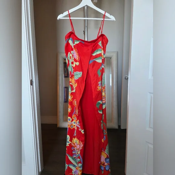 Anthropologie Strapless Pleated Column Midi Red Dress Size M - Picture 6 of 10